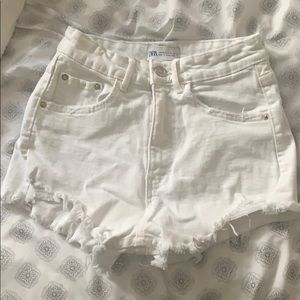 High rise white denim Zara shorts